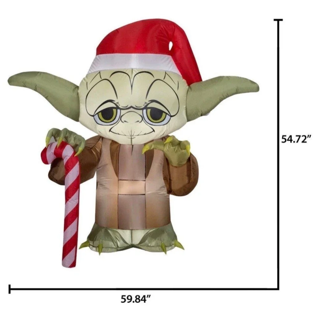 5ft Disney Star Wars Yoda with Candy Cane Holiday Airblown Inflatable